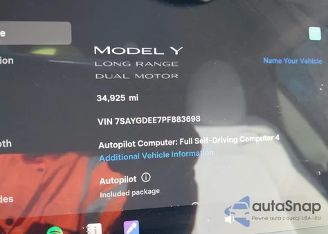 2023 Tesla Model Y Awd/Long Range Dual Motor All-Wheel Drive z USA, uszkodzony, nr VIN 7SAYGDEE7PF883698